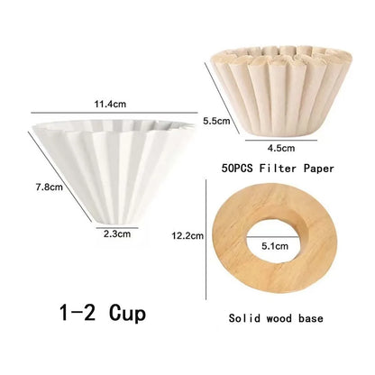 3pcs/set Ceramic Coffee Dripper Pour Over Coffee Maker Handmade Origami Coffee Filter Cup Flower Shape Funnel Drip Cafe Cake Cup