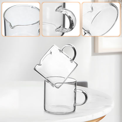Glass Coffee Mugs - Double Spout Espresso Cups, Set of 2