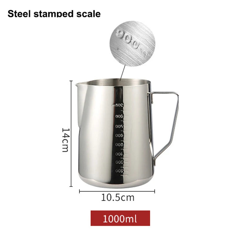 100ML-2000ML Stainless Steel Milk Frothing Pitcher Espresso Coffee Barista Craft Latte Cappuccino Cream Frothing Jug Pitcher