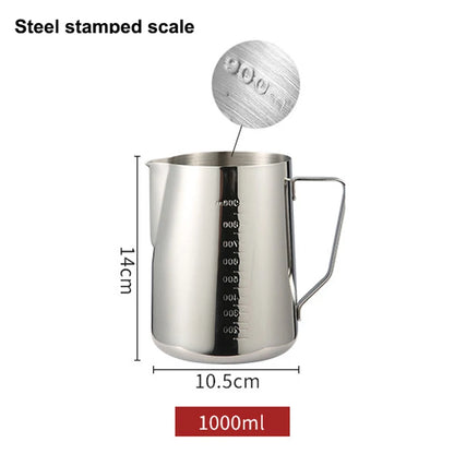 100ML-2000ML Stainless Steel Milk Frothing Pitcher Espresso Coffee Barista Craft Latte Cappuccino Cream Frothing Jug Pitcher