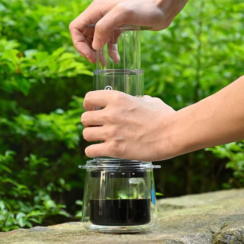 Portable Coffee Kettle Transparent French Style Press Coffee Pot Anti-slip Light Weight Hand Pour Coffee Maker Outdoor