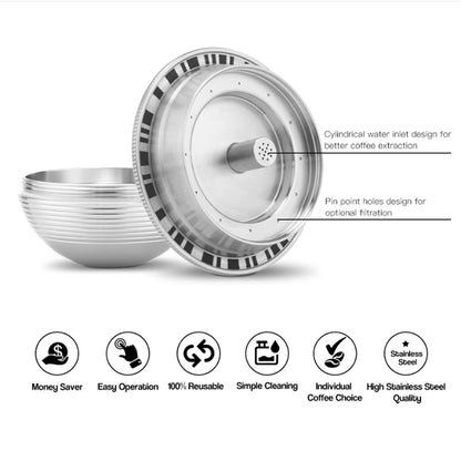 Stainless Steel Reusable Coffeee Pod capsules for Nespresso vertuo Plus Series Coffee Machine Espresso Filtration Pods