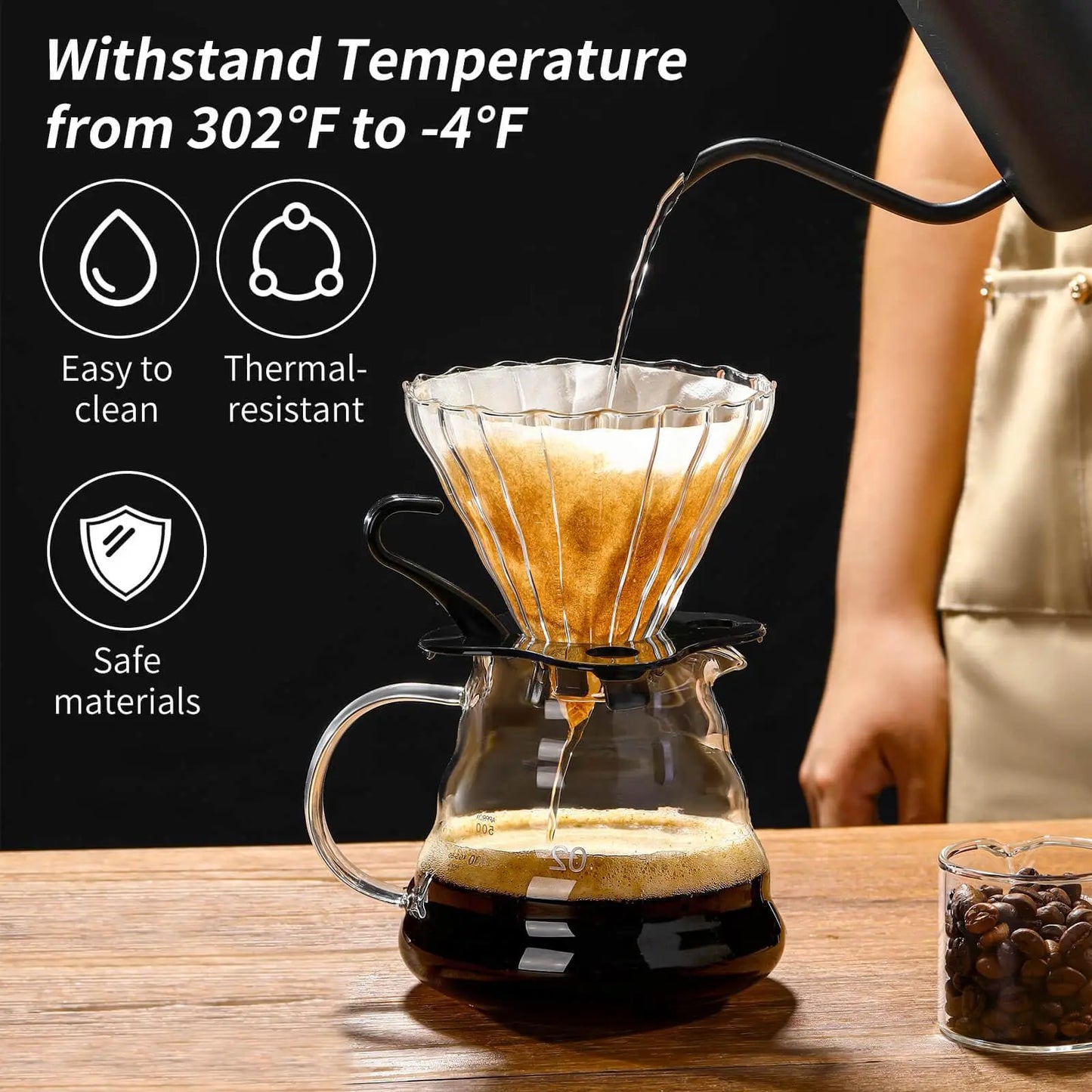 Glass Coffee Pot and Funnel Hand-Made Coffee Pot Filter Set Cloud Shaped Coffee Maker Server with Extraction Cup for Home Use