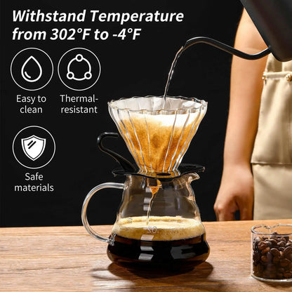 Glass Coffee Pot and Funnel Hand-Made Coffee Pot Filter Set Cloud Shaped Coffee Maker Server with Extraction Cup for Home Use
