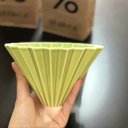 3pcs/set Ceramic Coffee Dripper Pour Over Coffee Maker Handmade Origami Coffee Filter Cup Flower Shape Funnel Drip Cafe Cake Cup