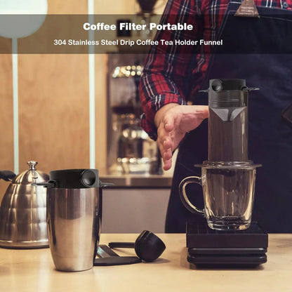 2PCS Folding Hand Brewed Coffee Filter Coffee Dripper Cone for Drip Coffee and Tea with Stainless Steel Tea Filter Holder