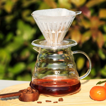 New Design Clear 1-4 Cups Slow Brewing Accessories Plastic Reusable Coffee Dripper Coffee Filter Cup Pour Over Coffee Maker