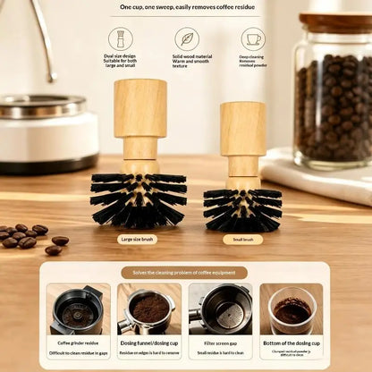 Coffee Portafilter Cleaning Brush Non-Shedding Bristles 50/55mm Wooden Handle for Home DIY Espresso Brewing Cleaning