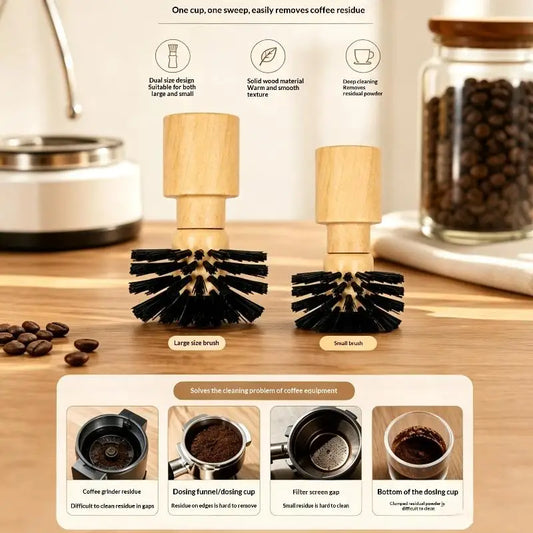 Coffee Portafilter Cleaning Brush Non-Shedding Bristles 50/55mm Wooden Handle for Home DIY Espresso Brewing Cleaning