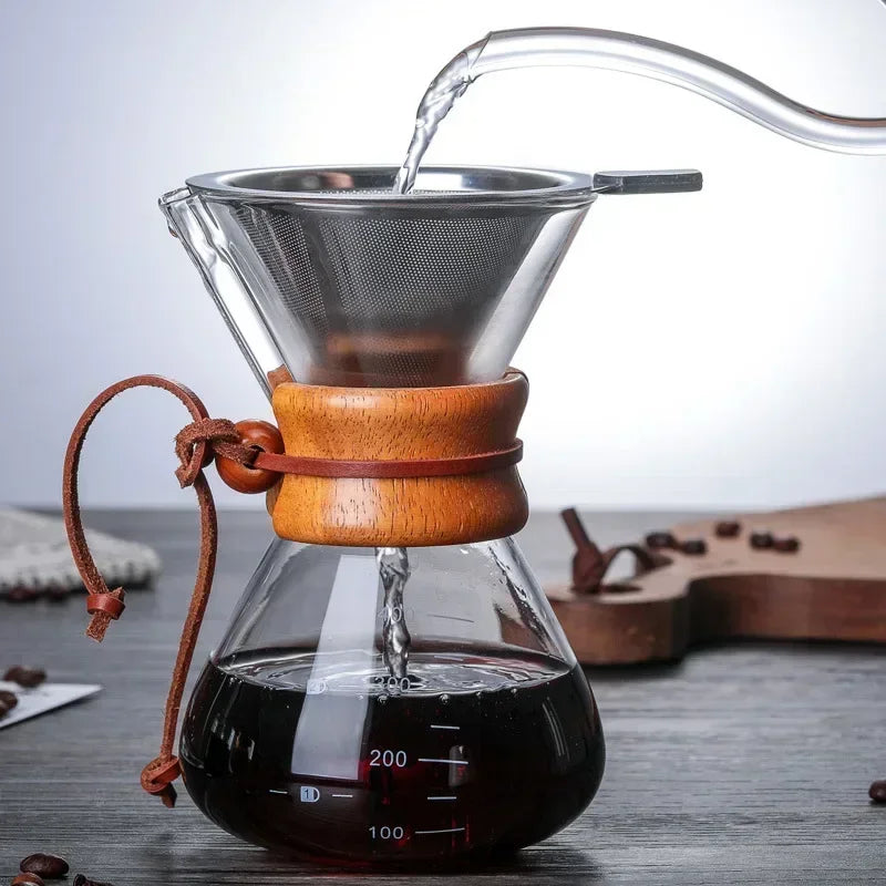 Glass Kettle with Steel Filter - Coffee Pour Over Dripper