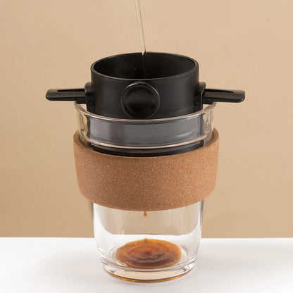 2PCS Folding Hand Brewed Coffee Filter Coffee Dripper Cone for Drip Coffee and Tea with Stainless Steel Tea Filter Holder