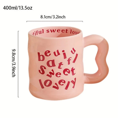Coffee Mug: Ceramic Alphabet Mug 13.5oz - Unique Handle Coffee Cup Gift