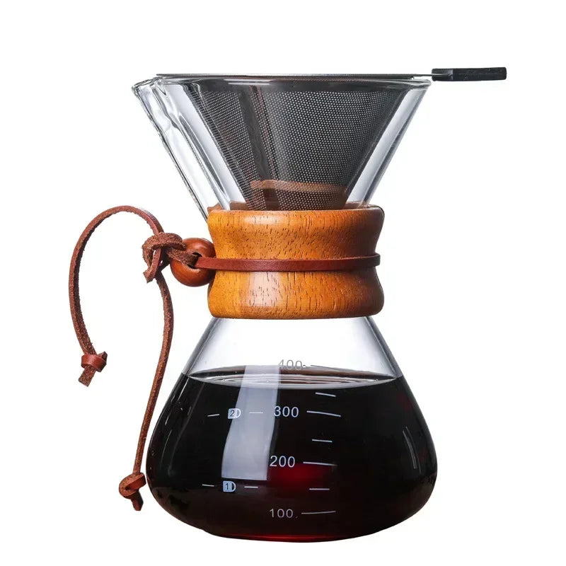 Glass Kettle with Steel Filter - Coffee Pour Over Dripper