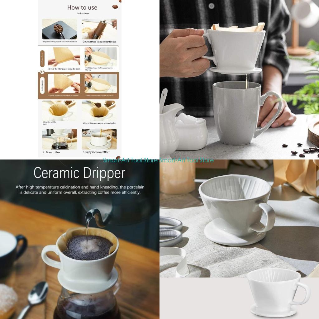 Coffee Dripper: Ceramic Coffee Filter Cup - Reusable Conical Dripper
