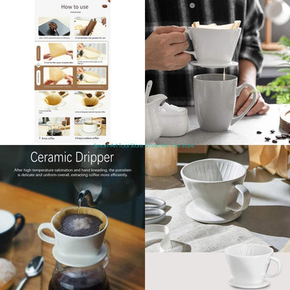 Coffee Dripper: Ceramic Coffee Filter Cup - Reusable Conical Dripper