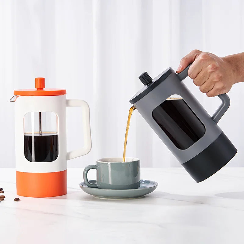 French Press Coffee Maker Pot - Heat-Resistant Glass, 4-Level Filter