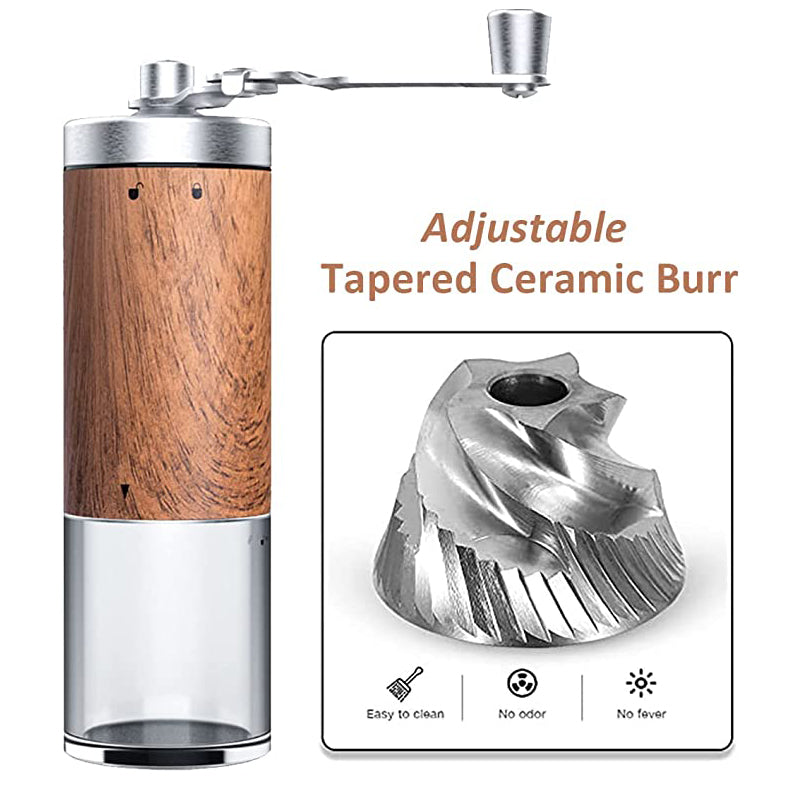Coffee Bean Grinder Portable Wood Grain Stainless Steel