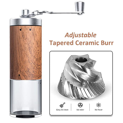 Coffee Bean Grinder Portable Wood Grain Stainless Steel