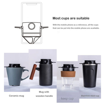 2PCS Folding Hand Brewed Coffee Filter Coffee Dripper Cone for Drip Coffee and Tea with Stainless Steel Tea Filter Holder