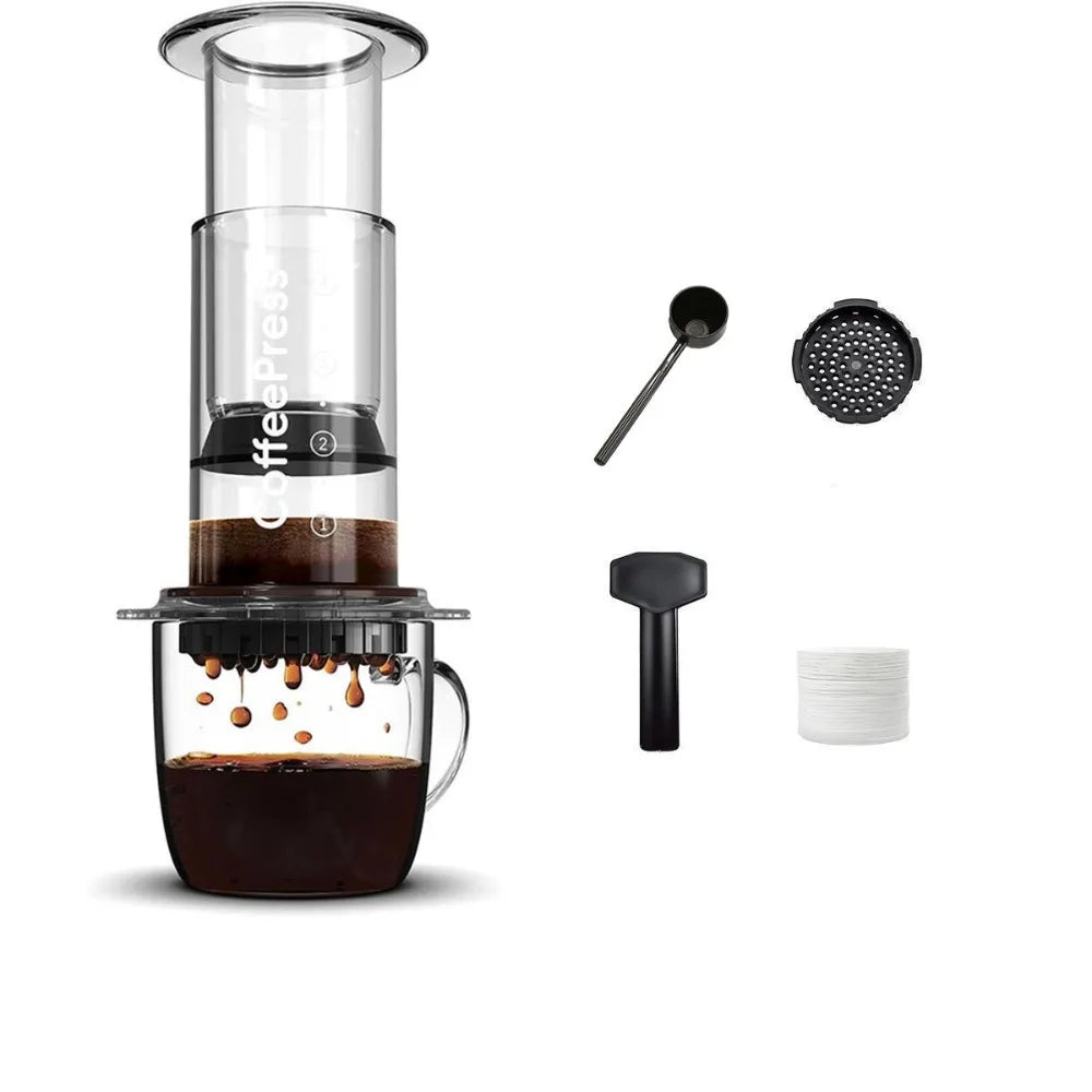 Portable Coffee Kettle Transparent French Style Press Coffee Pot Anti-slip Light Weight Hand Pour Coffee Maker Outdoor