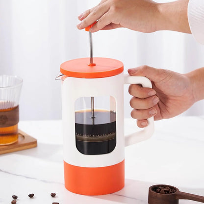 French Press Coffee Maker Pot - Heat-Resistant Glass, 4-Level Filter