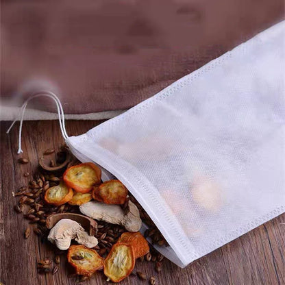 Disposable Teabags 100Pcs - Non-Woven Filter Bags with Drawstring