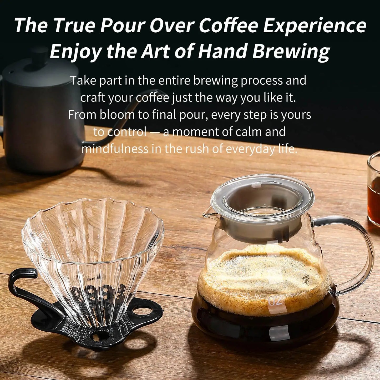 Glass Coffee Pot and Funnel Hand-Made Coffee Pot Filter Set Cloud Shaped Coffee Maker Server with Extraction Cup for Home Use
