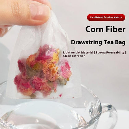 Disposable Teabags 100Pcs - Non-Woven Filter Bags with Drawstring