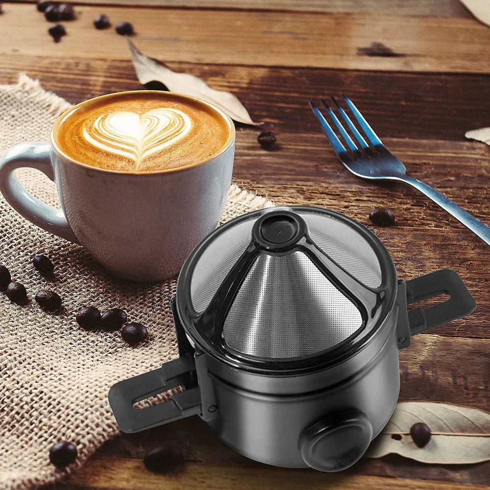 2PCS Folding Hand Brewed Coffee Filter Coffee Dripper Cone for Drip Coffee and Tea with Stainless Steel Tea Filter Holder