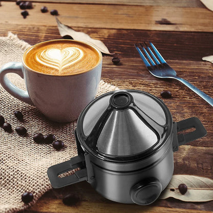 2PCS Folding Hand Brewed Coffee Filter Coffee Dripper Cone for Drip Coffee and Tea with Stainless Steel Tea Filter Holder