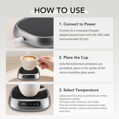 Smart Heating Cup Mat - USB Coffee Mug Warmer with Timer