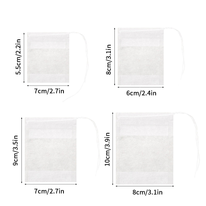 Disposable Teabags 100Pcs - Non-Woven Filter Bags with Drawstring