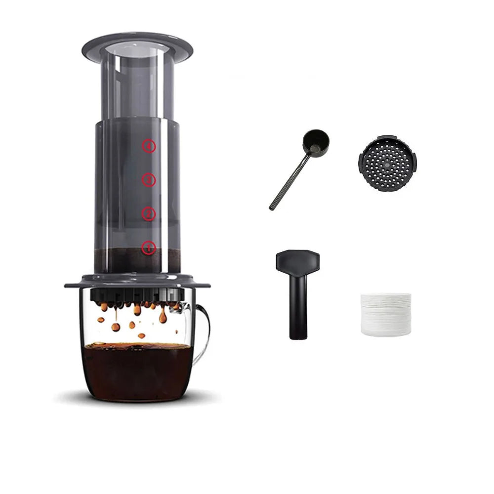 Portable Coffee Kettle Transparent French Style Press Coffee Pot Anti-slip Light Weight Hand Pour Coffee Maker Outdoor