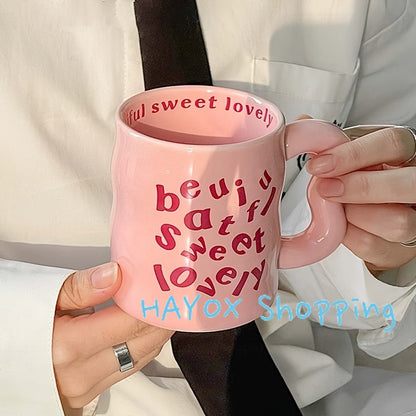 Coffee Mug: Ceramic Alphabet Mug 13.5oz - Unique Handle Coffee Cup Gift