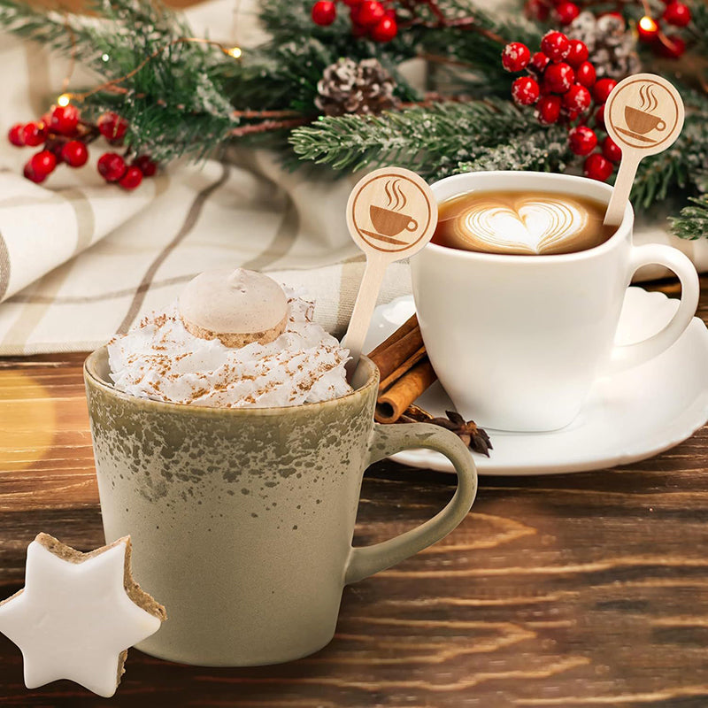 Wooden Coffee Stirrers 5.9-Inch, 20/100Pcs, Round Ends