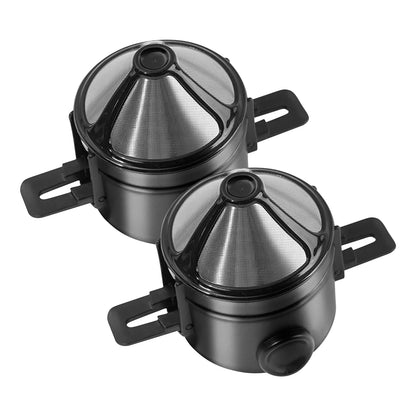 2PCS Folding Hand Brewed Coffee Filter Coffee Dripper Cone for Drip Coffee and Tea with Stainless Steel Tea Filter Holder