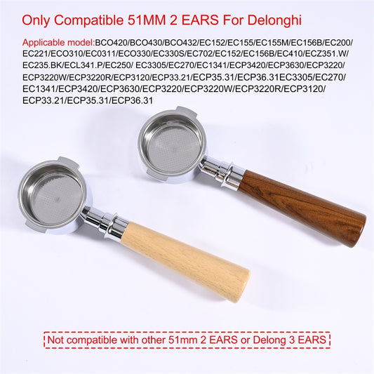 51mm Delonghi Portafilter - Bottomless Stainless Steel