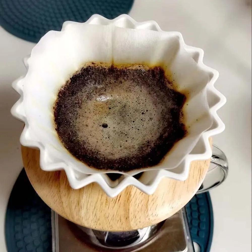 3pcs/set Ceramic Coffee Dripper Pour Over Coffee Maker Handmade Origami Coffee Filter Cup Flower Shape Funnel Drip Cafe Cake Cup