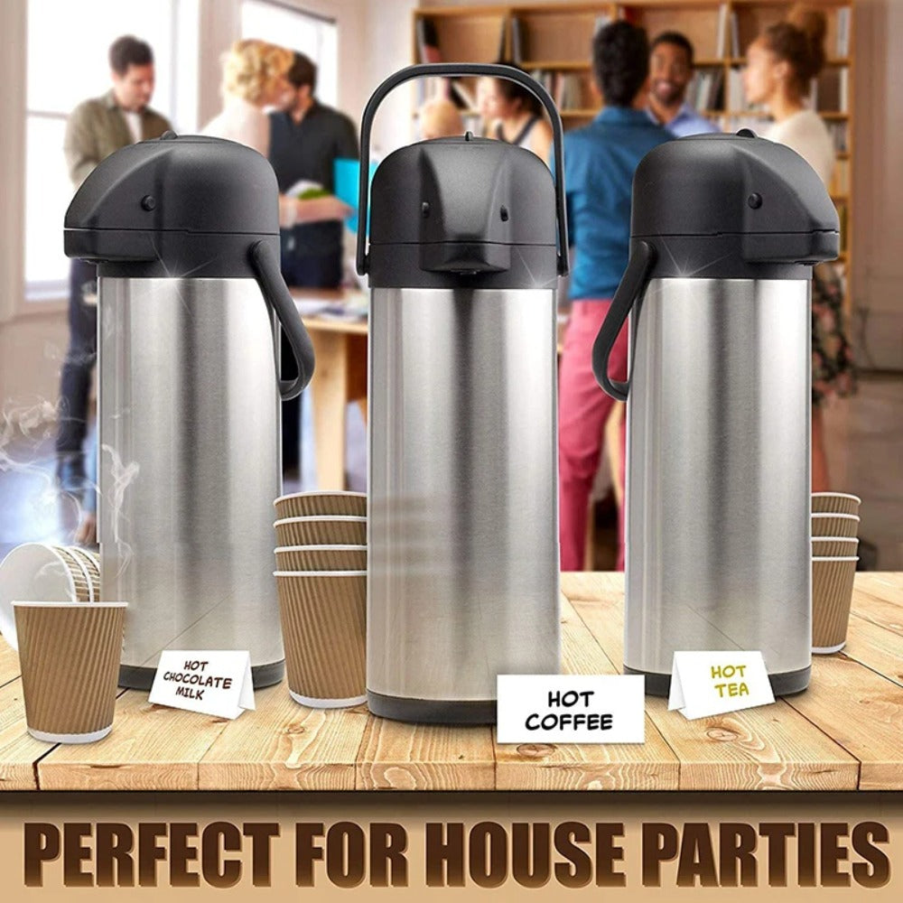 Coffee Thermos: Stainless Steel Airpot Dispenser 3L - Hot & Cold Beverage Server