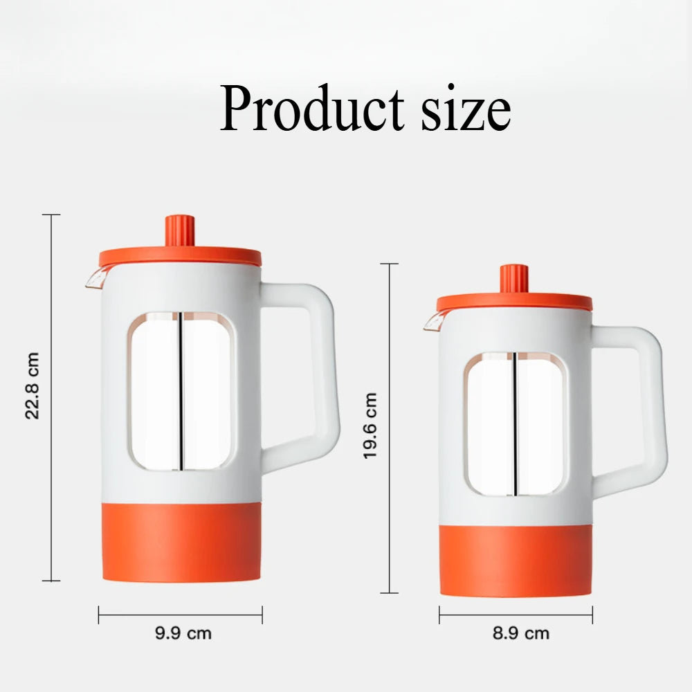 French Press Coffee Maker Pot - Heat-Resistant Glass, 4-Level Filter