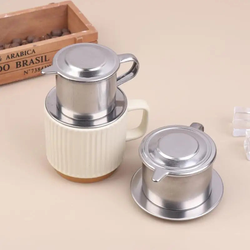 Stainless Steel Coffee Filter Infuse Cup Vietnamese Coffee Dripper Maker Pot Portable Coffee Drip Strainer Kitchen Tools 1PC.