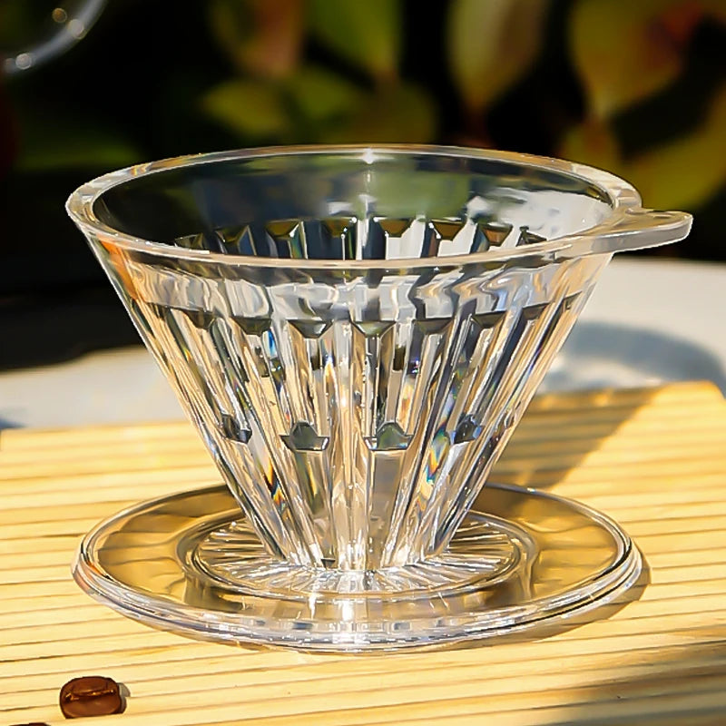 New Design Clear 1-4 Cups Slow Brewing Accessories Plastic Reusable Coffee Dripper Coffee Filter Cup Pour Over Coffee Maker