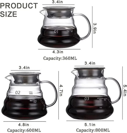 Glass Coffee Pot and Funnel Hand-Made Coffee Pot Filter Set Cloud Shaped Coffee Maker Server with Extraction Cup for Home Use