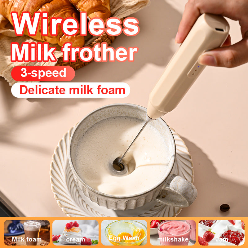 Milk Frother: MINI Coffee Frother USB Rechargeable 3-Speed Foam Maker