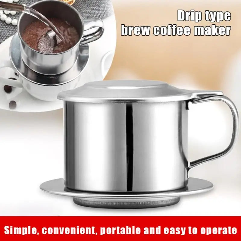 Stainless Steel Coffee Filter Infuse Cup Vietnamese Coffee Dripper Maker Pot Portable Coffee Drip Strainer Kitchen Tools 1PC.