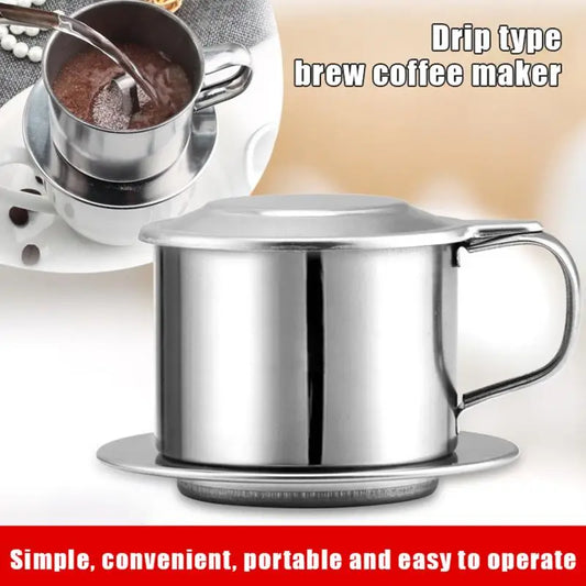 Stainless Steel Coffee Filter Infuse Cup Vietnamese Coffee Dripper Maker Pot Portable Coffee Drip Strainer Kitchen Tools 1PC.